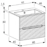 Rigo 600BX Verde Salvia Lavabo E-8099-60 Matt Black
