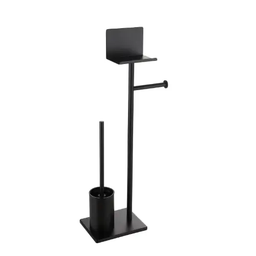 WC Četka Stojeća sa Držačem Toalet Papira i Policom WT-815-B Matt Black