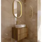 Braon ormarić za lavabo drvo dekor
