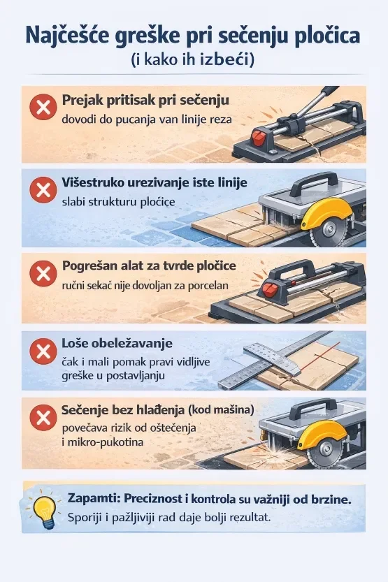 najčešće greške kod sečenja pločica